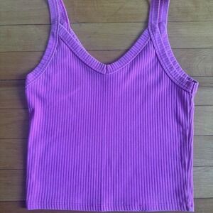 Wild Fable Womens Pink Ribbed V-Neck Tank Top Cropped Festival Cami Small